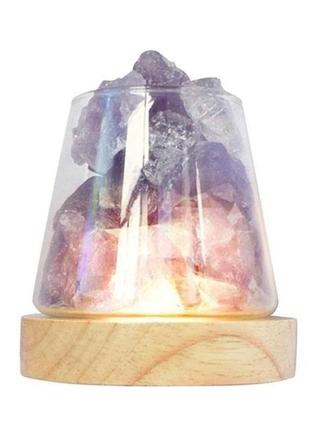 Компактна соляна лампа doctor-101 agata. сольовий світильник нічник з гімалайською сіллю і фіолетовим кварцем