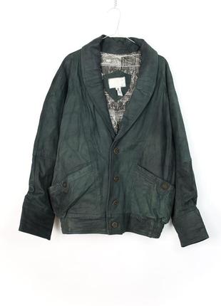 Зеленая винтажная кожаная куртка кожанка м1 фото