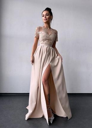Изысканное платье макси с кружевом, длинное платье в пол с кружком8 фото