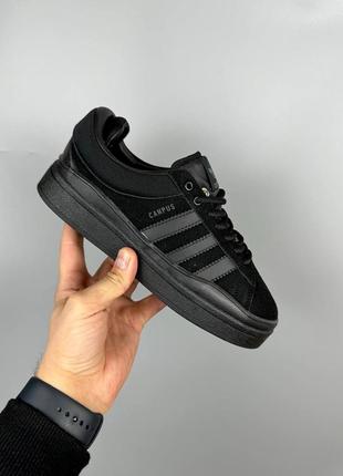 Женские кроссовки в стиле adidas campus bad bunny black6 фото