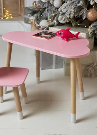 Стол тучка и стул детский розовый медвежонок. столик для уроков, игр, еды3 фото