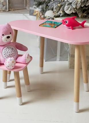 Стол тучка и стул детский розовая коронка. столик для уроков, игр, еды5 фото