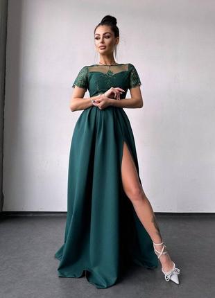 Изысканное платье макси с кружевом, длинное платье в пол с кружком6 фото