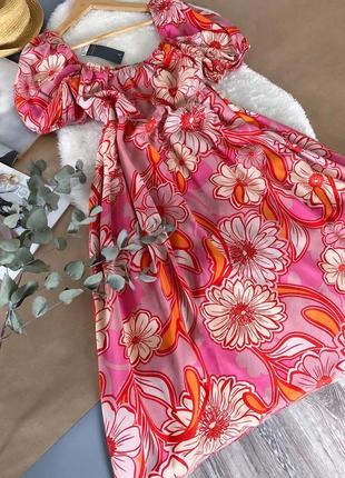 Фантастическое легкое платье в цветы с рукавами фонариками3 фото