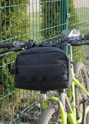 Велосипедна сумка на кермо велосипеда, колір чорний1 фото