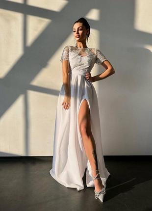 Изысканное платье макси с кружевом, длинное платье в пол из кружево, свадебное платье, платье на зарубежке1 фото