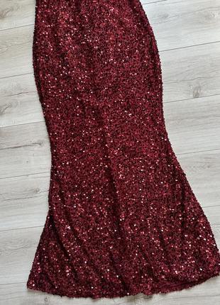 Вечернее макси платье рыбка с пайетками и драпированными бретелями из бисера love&lemonade