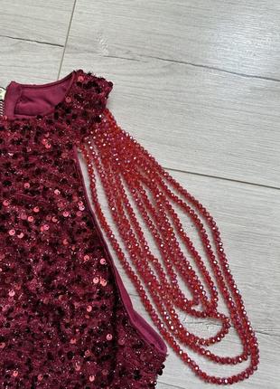 Вечернее макси платье рыбка с пайетками и драпированными бретелями из бисера love&lemonade