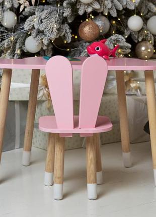 Стол тучка и стул детский  розовые ушки зайки раздельные. столик для уроков, игр,  еды6 фото