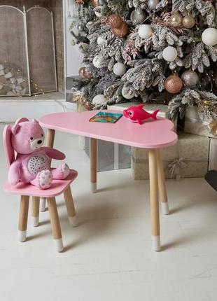 Стол тучка и стул детский  розовые ушки зайки раздельные. столик для уроков, игр,  еды10 фото