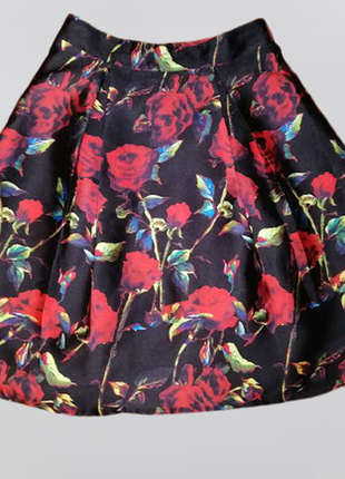 💖💖💖красивая женская пышная юбка в цветочный принт, красные розы apricot💖💖💖2 фото