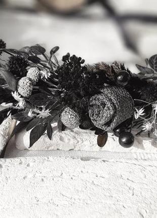 Венок в черных и серых тонах для хэллоуина2 фото