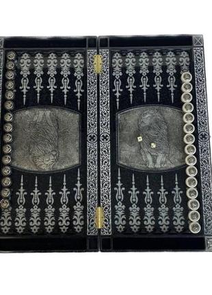 Шахи, нарди  із  акрилового каменю лев - подарунок для переможців, 60×30см, арт.1906496 фото