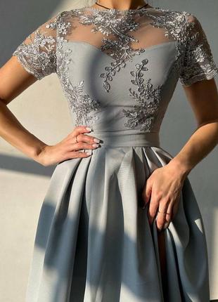 Изысканное платье макси с кружевом, длинное платье в пол с кружком3 фото