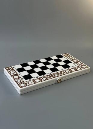 Шахматы, нарды с акрилового камня – изысканный подарок для ценителей интеллекта и красоты, 58×28см, арт.1906484 фото