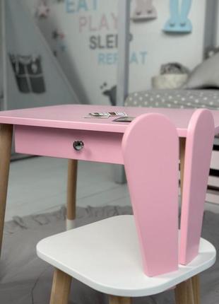 Детский столик и стульчик розовый. столик с ящиком для карандашей и разукрашек9 фото