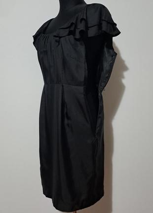 100% шелк люкс бренд роскошное черное шелковое платье с воланами2 фото