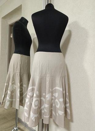 Хлопковая юбка юбка marc cain с аппликацией в принт цветы2 фото