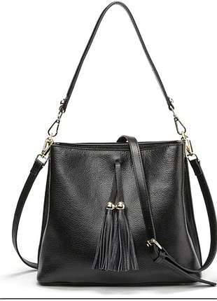 Черная сумка, натуральная кожа