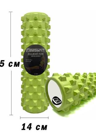 Массажный ролик easyfit grid roller pro 45 см салатовый