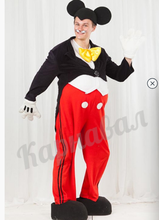 Микки маус мужской велюровый карнавальный костюм