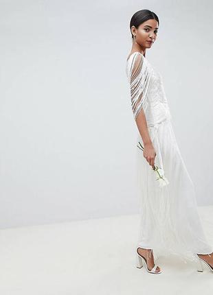Свадебное платье с бахромой asos edition3 фото