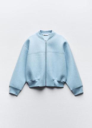 Новый утепленный голубой 💙 бомбер-куртка zara курточка из неопрена жакет зара2 фото