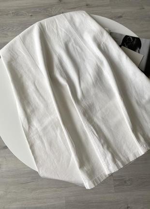 Белая длинная льняная юбка юбка-миди макси лен винтаж4 фото
