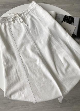 Белая длинная льняная юбка юбка-миди макси лен винтаж3 фото