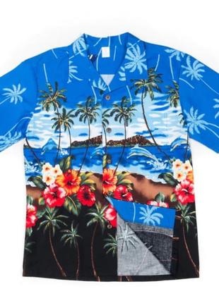 Брендовая гавайская подростковая рубашка boston этикетка2 фото