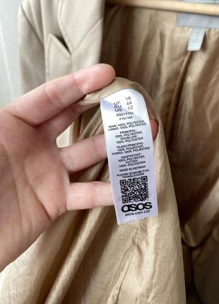 Asos двубортний тренч оверсайз міді максі в пісочному відтінку бежевий плащ4 фото