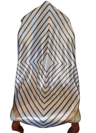 Шелковый платок mosi в полоску 90*90 см бежевая