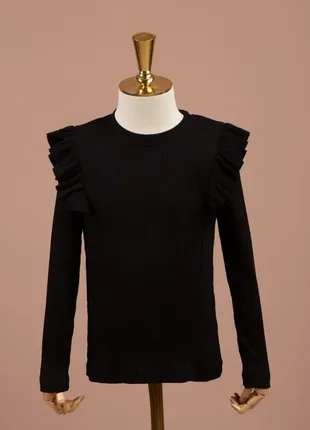 Батник для девочек 7005-4 блуза с рюшами рубчик