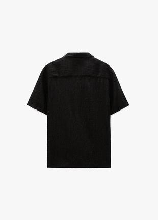 Мужская чёрная рубашка с текстурой zara м9 фото