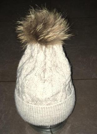 Зимняя шапка с натуральным помпоном1 фото