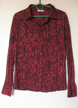 Интересная рубашка блуза гофре с пайетками большой размер б