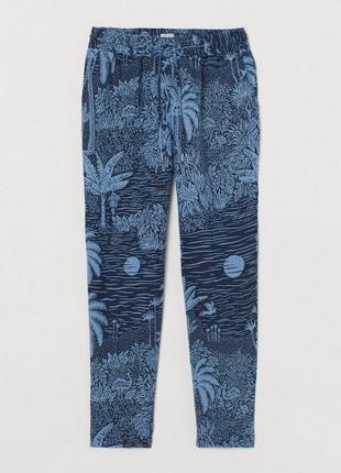 Льняні літні штани h&m 100% льон легкі натуральні брюки з принтом5 фото
