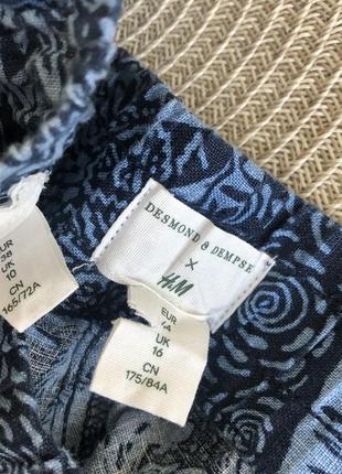 Льняні літні штани h&m 100% льон легкі натуральні брюки з принтом8 фото