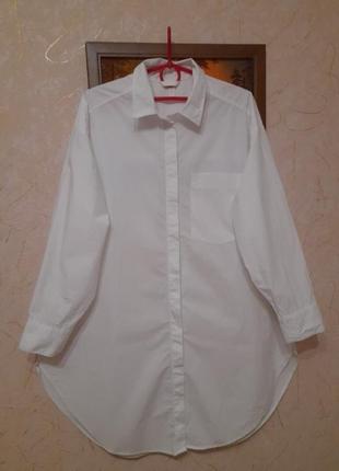 Женское коттоновое белое платье рубашка h&amp;m платье