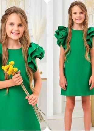 Платье детское с воланами зеленая, салатовая💐 нарядное праздничное и повседневное1 фото