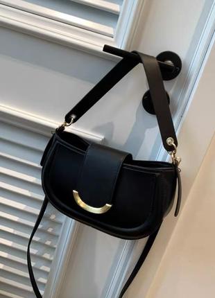 Жіноча сумка багет через плече з двома ремінцями
