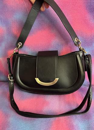 Женская сумка багет через плечо с двумя ремешками2 фото