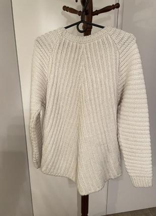 Mango s/m теплый молочный светлый белый вязаный удлиненный свитер шерсть2 фото