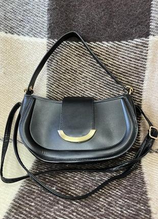 Жіноча сумка багет через плече з двома ремінцями