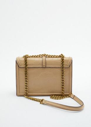 Zara сумка с цепочкой, бежевая базовая оригинал, кросс боди3 фото
