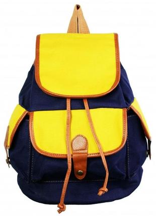 Рюкзак холщовый сине - желтый