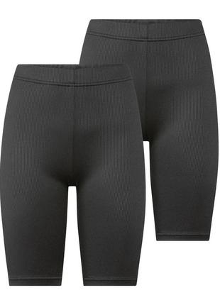 Женские велосипедки esmara®, 2 шт., в рубчик, размер xl/xxl, цвет черный
