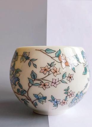 Керамічна піала для чаю "квіти камелії" (1шт, 120мл)1 фото
