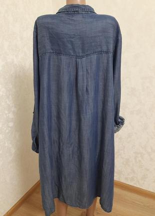 Джинсова вільна сукня сорочка великий розмір ліоцелл3 фото