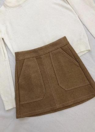 Теплая твидовая юбка трапеция bershka xs размер
